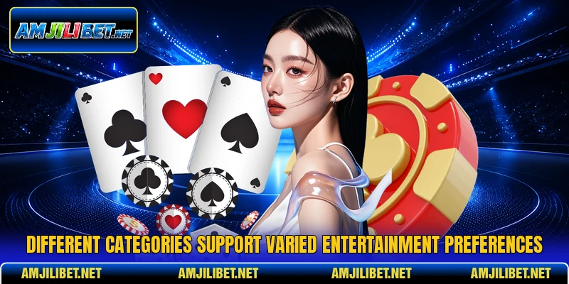 Different categories support varied entertainment preferences