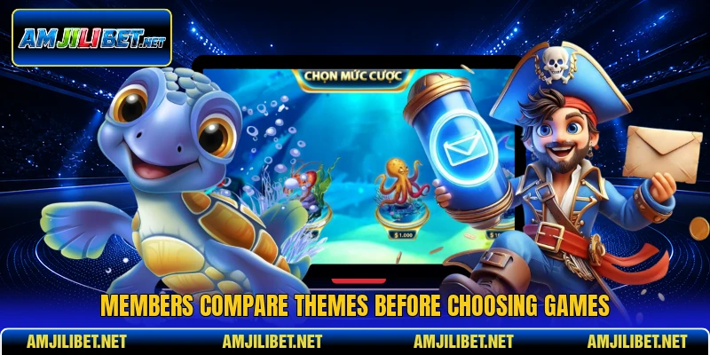Members compare themes before choosing games