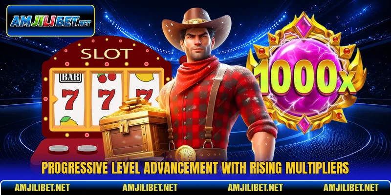 Progressive level advancement with rising multipliers