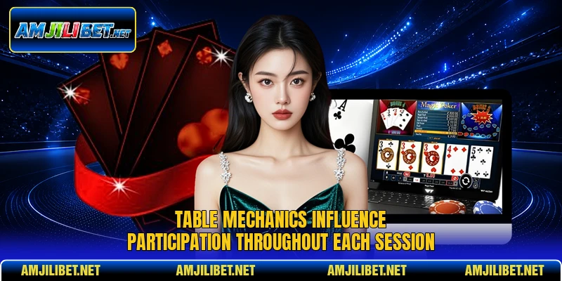 Table mechanics influence participation throughout each session